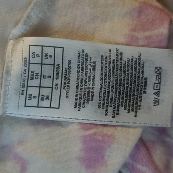 Guess Peplum Tank Top Pink White Size Small Cotton Modal - Picture 4 of 5